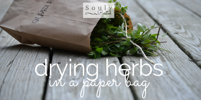 drying herbs in a paper bag